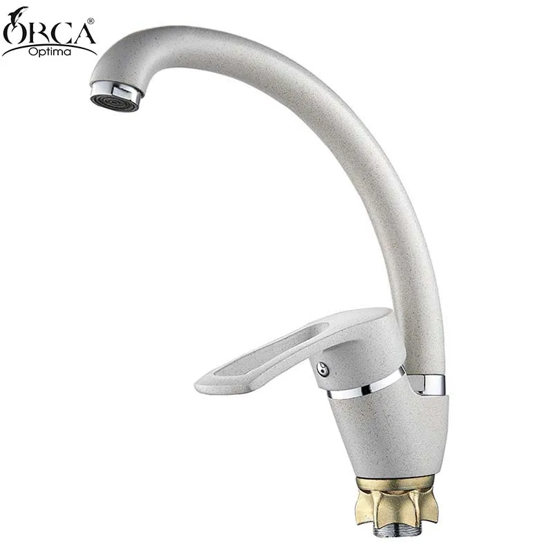 Смеситель для кухни с высоким изливом ORCA OPTIMA &quotNatura&quot OO77BN 011F|water hot|water coldbrass water |
