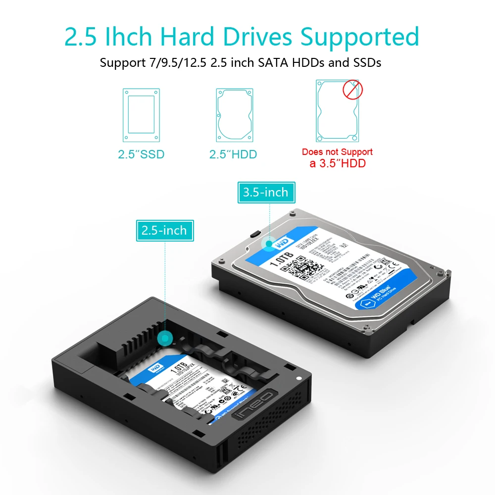 Ineo без инструментов SATA HDD Монтажный адаптер кронштейн для 2,5 дюймов до 3,5 дюймов SATA SSD жесткий диск конвертер [3543]