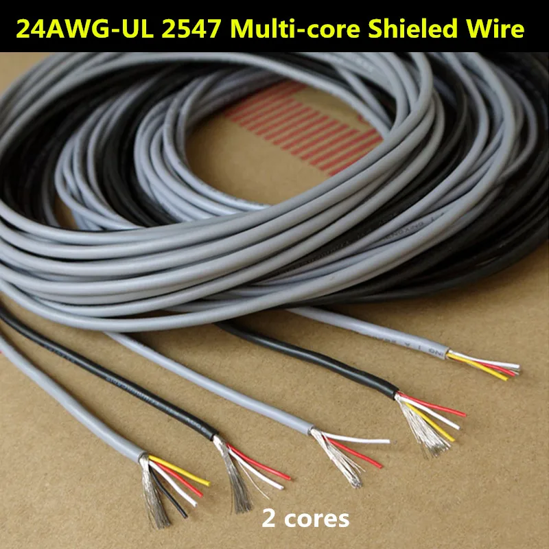 24AWG многожильные экранированные провода с 2 жилами Луженый Медный Кабель