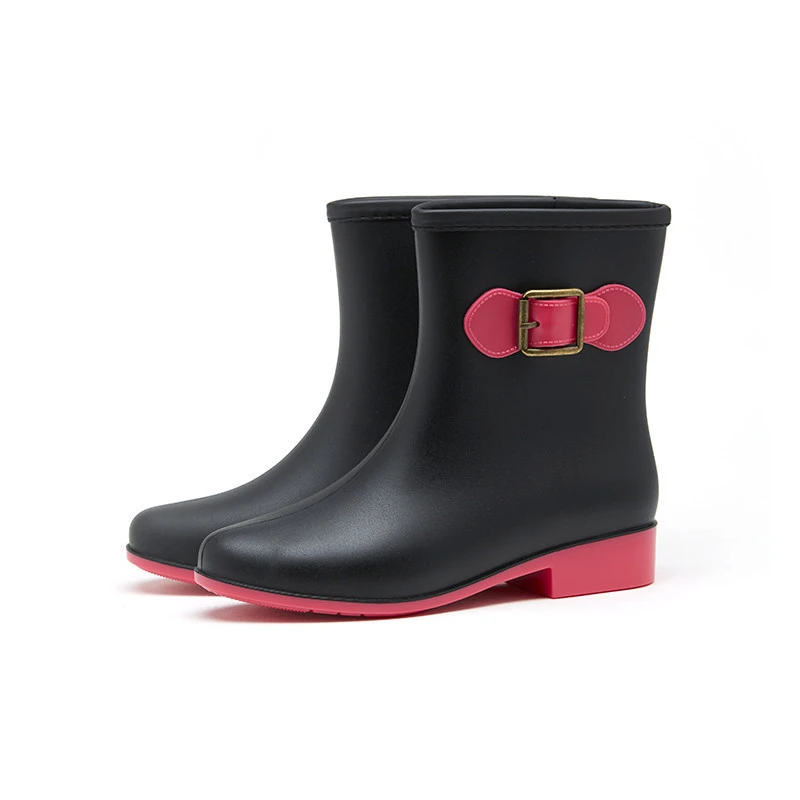 Women's Waterproof Rain Boots Rainboots Mid-Calf Women's Shoes Shoe High Quality PVC Fashion Boots Women Adjustable Rain Shoes