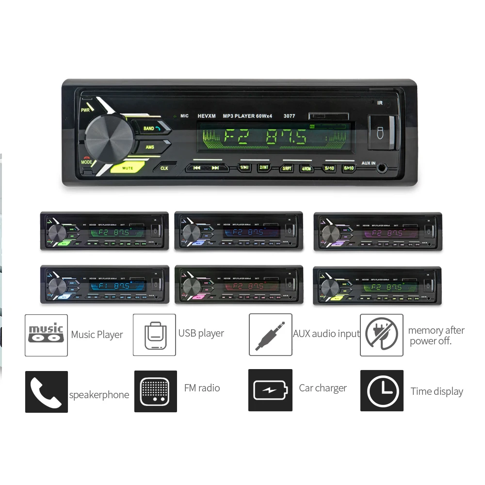 Автомобильный Bluetooth Авторадио Стерео автомобильный Радио 1 Din V3.0 FM Aux вход