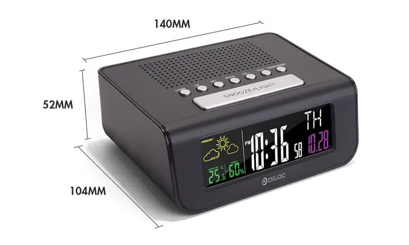 Digoo DG-FR100, умный набор, беспроводной цифровой будильник, часы для погоды, сна с fm-радио