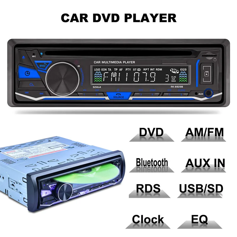ESSGOO 1 Din стерео аудио Радио CD dvd-плеер Bluetooth Hands Free MP3 FM AM RDS 4x52 Вт AUX USB SD DC12V Авторадио