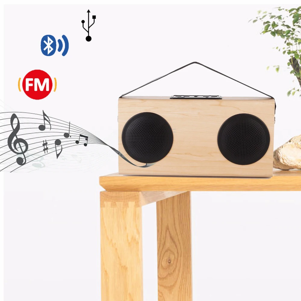 Деревянный fm Радио Портативный Bluetooth Дерево стерео Динамик зерна Беспроводной