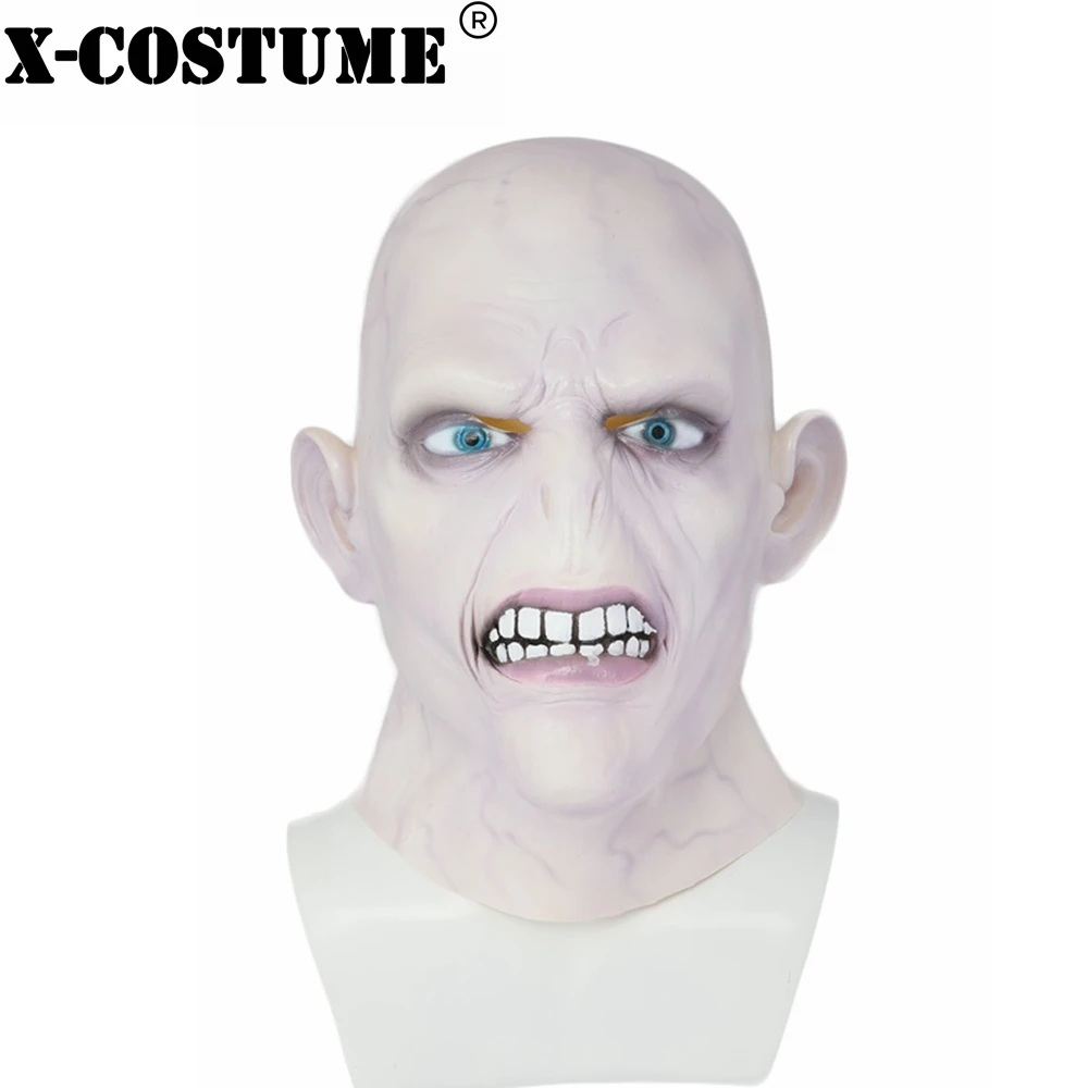 X COSTUME Лорд Волдеморт маска Гарри Поттер Косплэй Fleshcolour полный голова 2018 Новинка