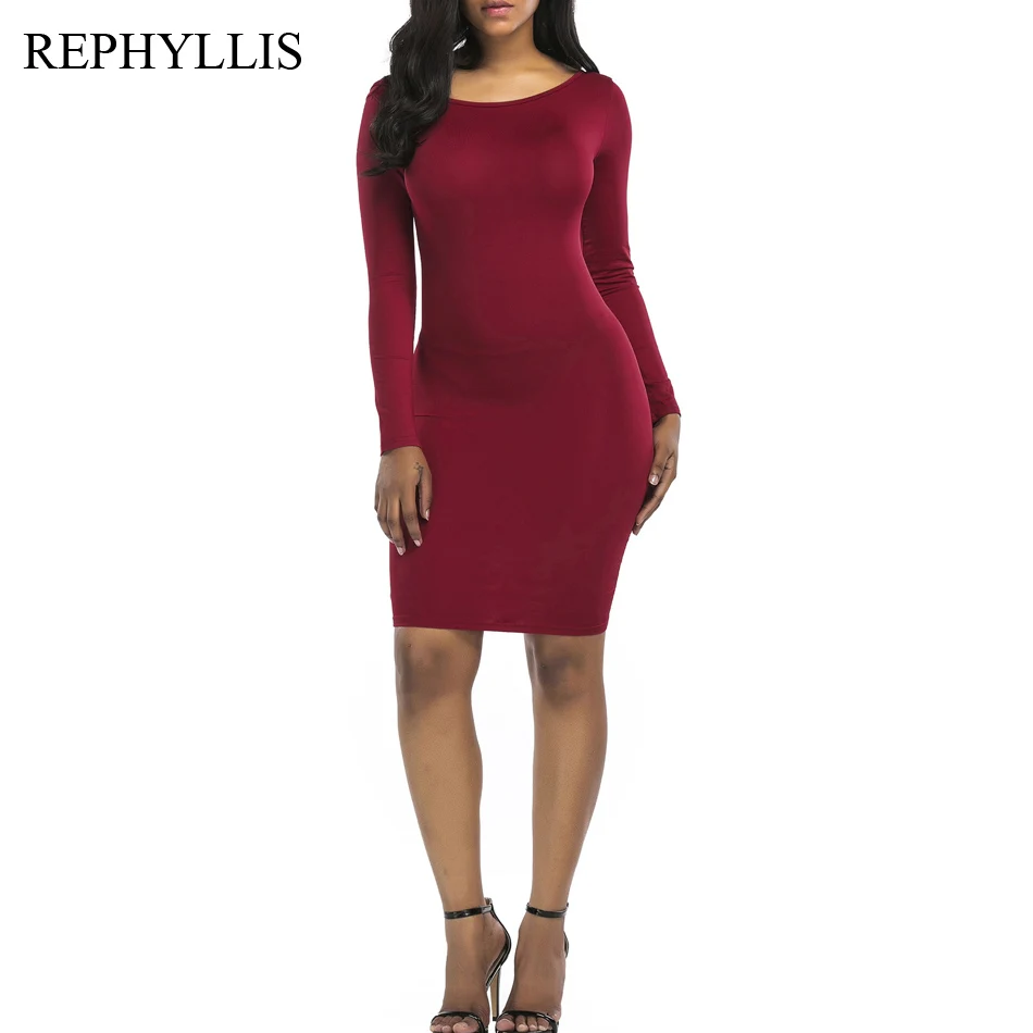 Женское сексуальное облегающее платье REPHYLLIS с открытой спиной круглым вырезом и