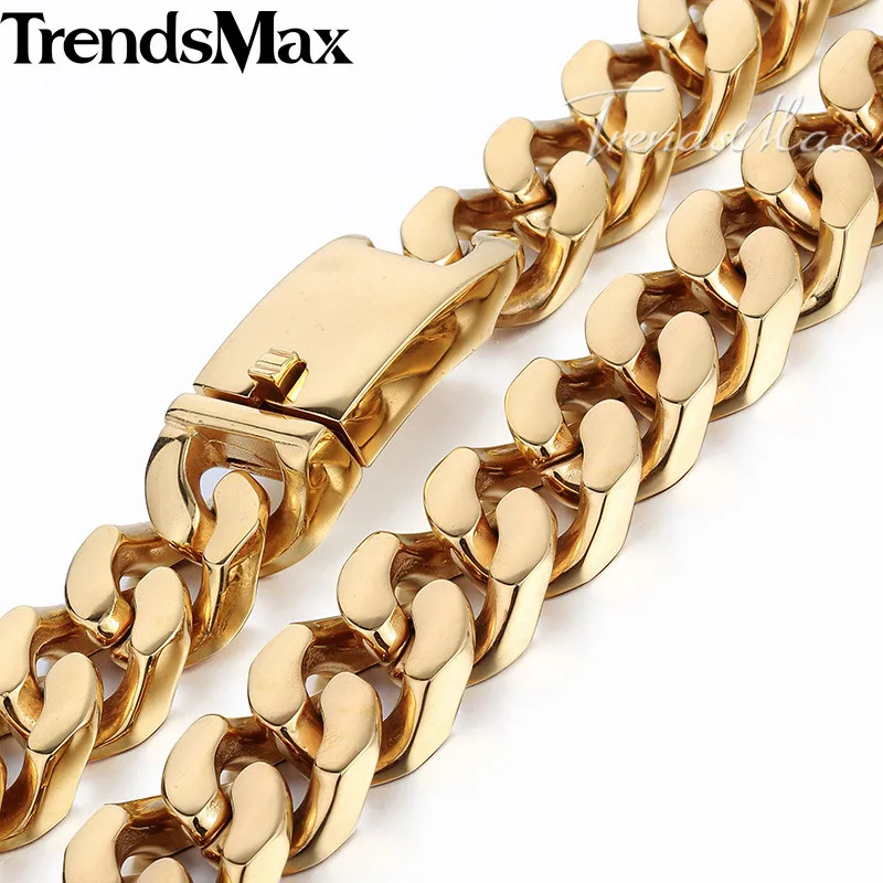 Ожерелье из нержавеющей стали Trendsmax супертяжелое Золотистое 21 мм HN42|gift souvenir|gift