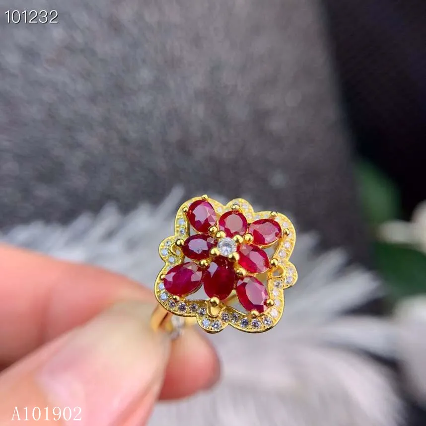 

KJJEAXCMY boutique jewelry 925 sterling silver inlaid natural ruby female luxury ring support test