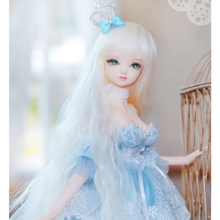 Fortune days 1/4 bjd бледно золотые волосы синее платье Корона 45 см тело см|Куклы| |