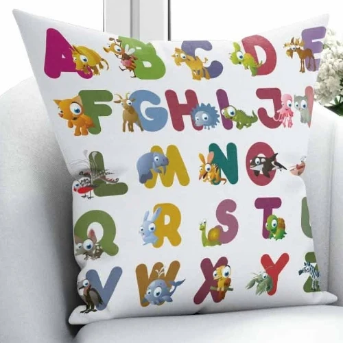 

Else Educational Animals Alphabet Letters 3D Print Microfiber Throw Pillow Case Cushion Covers Square Hidden Zipper 45x45cm