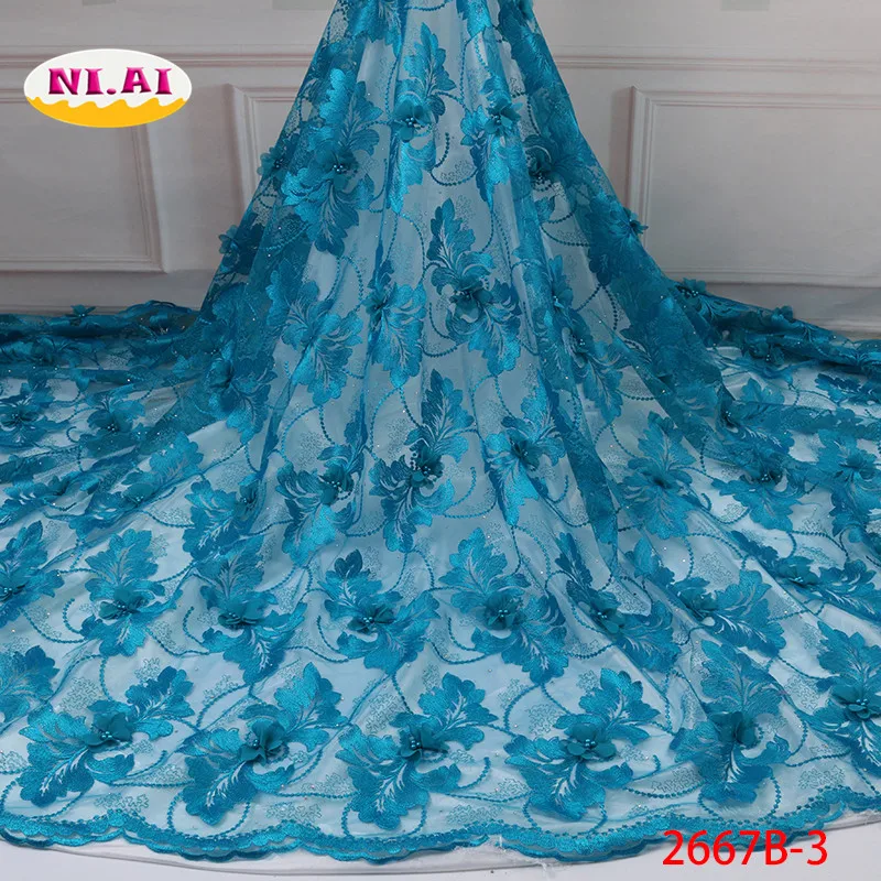 3D Lace African For Lady Nigeria Wedding Royal Blue 2019 Flower Bridal Fabric Mr2667b | Дом и сад