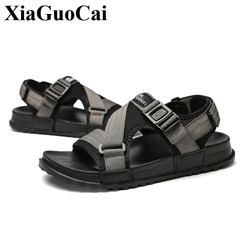 Сандалии гладиаторы мужские на плоской подошве повседневные шлепанцы для пляжа