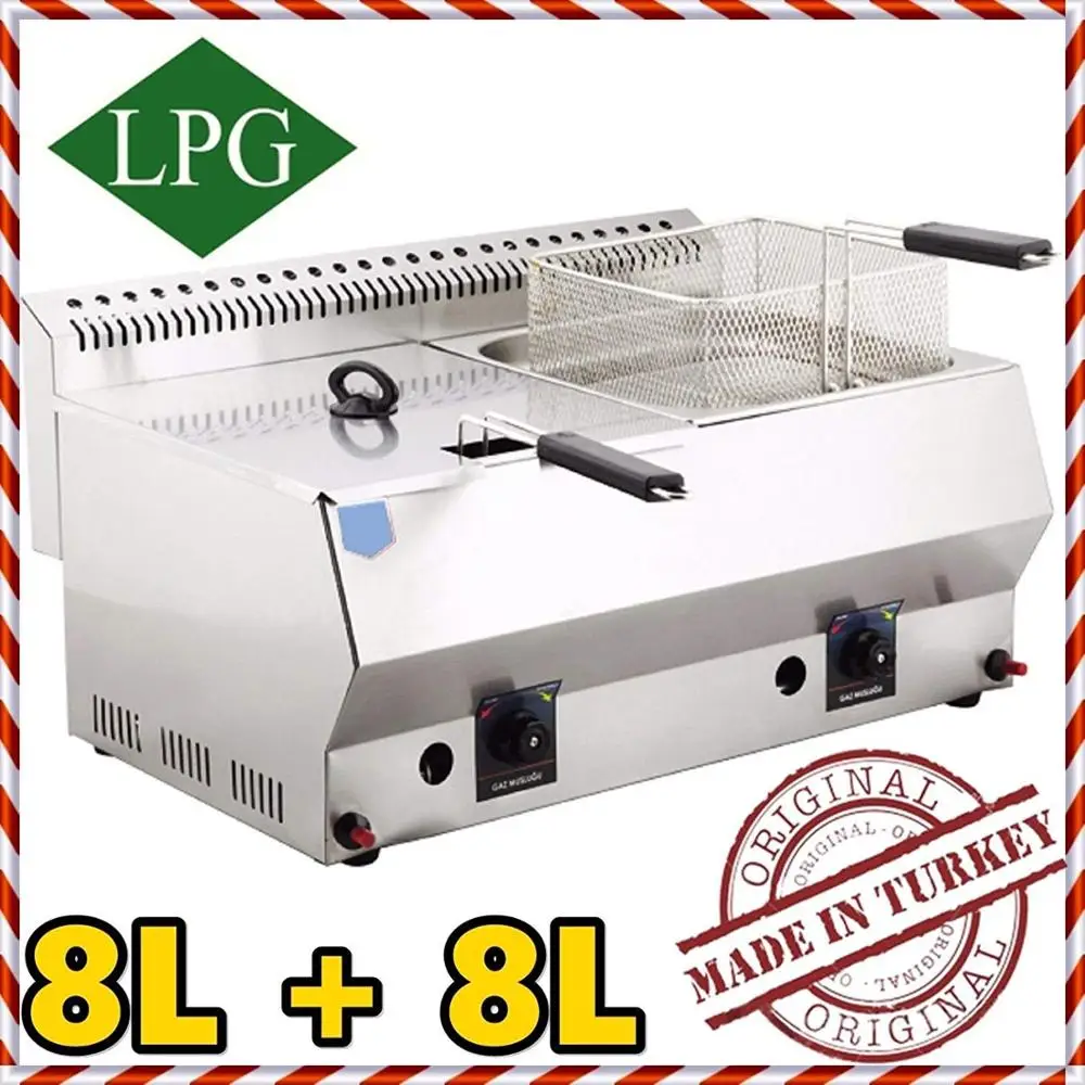 Газовая фритюрница коммерческая для приготовления пищи из нержавеющей стали с