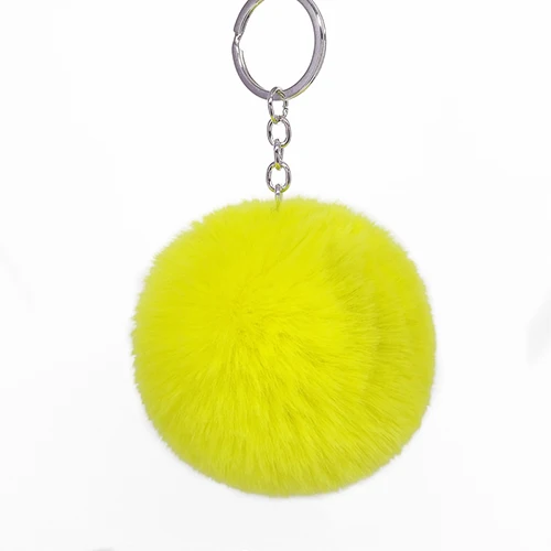 yellow Искусственные помпоны-кролики 8 см брелок искусственный мех кролика рекс кулон дамская сумка плюшевый подвесной автомобильный брелок аксессуары подарки на праздник - Цвет: yellow