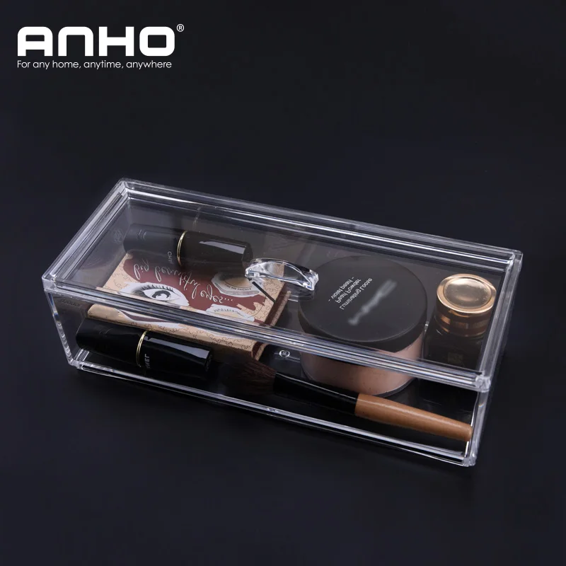 Прозрачный акриловый чехол для макияжа ANHO ватные диски и коробка хранения
