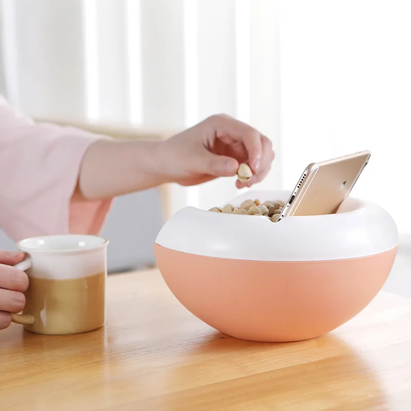 Creative Lazy Fruit Dish Snacks Nut Melon Seeds Bowl Double Layer Plastic Candy Plate Peels Shells Storage Tray Desk Home Decor | Дом и сад