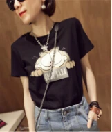 ECTTC мультфильм озорной Гарфилд футболки женские с коротким рукавом летние милые