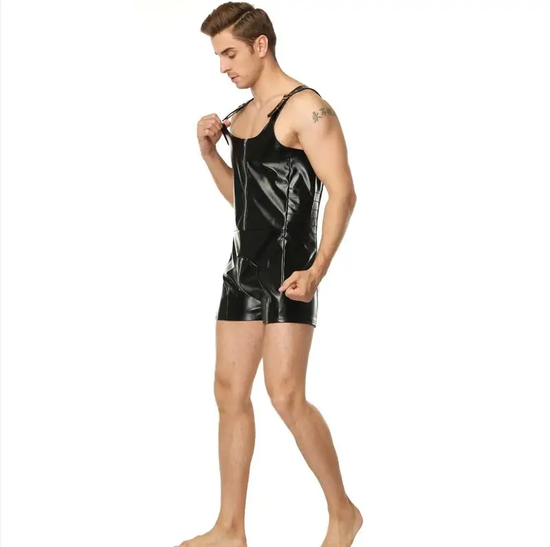 M-2XL размера плюс 2018 сексуальное боди Для мужчин Искусственная кожа передняя молния промежность боди Фетиш костюмы из PU искусственной кожи, ... от AliExpress WW