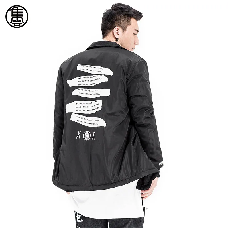 Для мужчин 2017 Зимние черные сапоги и розовый с принтом Куртка Мода отложной