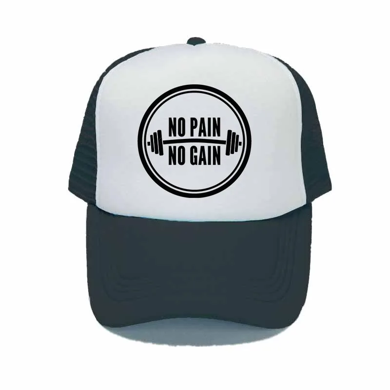 YY31019 Бейсбольная кепка с принтом «No Pain No Gain» прохладная летняя Бодибилдинг Фитнес лозунг грузовые шапки тренажерный зал тренировки сетчатая шапка и кепка YY310 - Цвет: YY31019