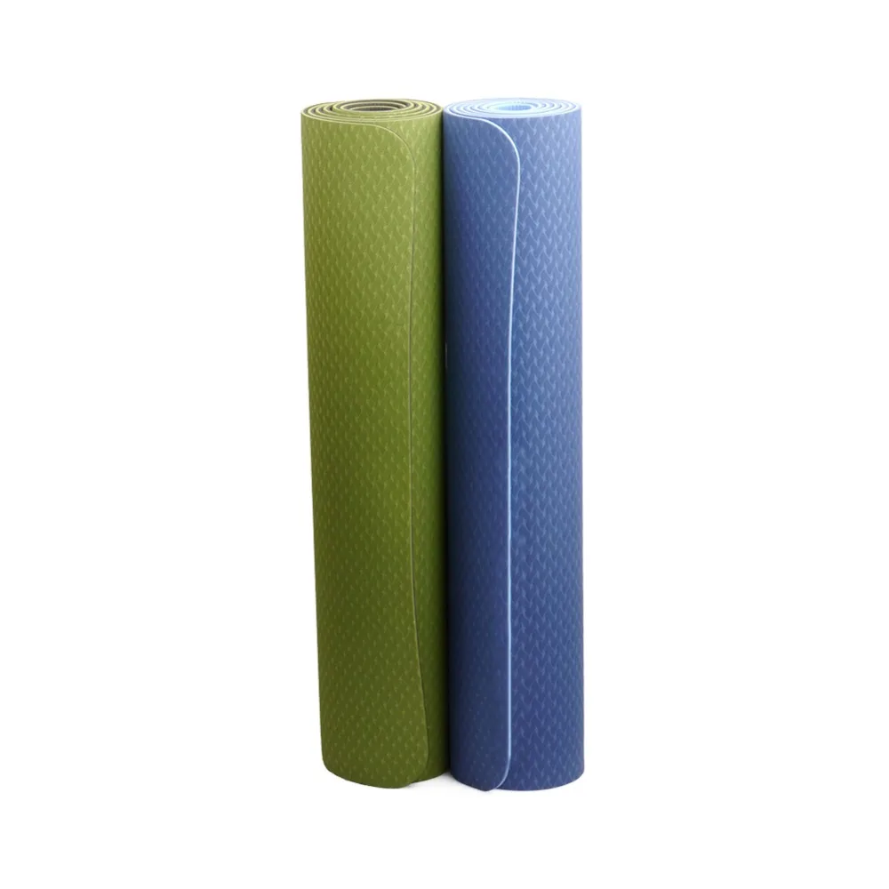 6 мм TPE двухцветный Коврик для йоги Легкий Портативный пилатес тренировка