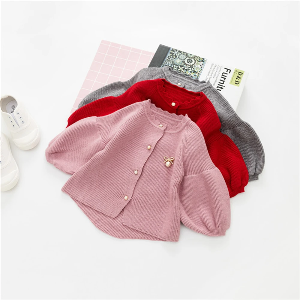 Новый однотонный вязаный кардиган для новорожденных девочек сезон осень зима