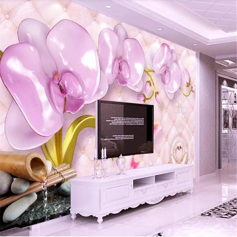 

3d luxury pink jewellery TV background wall high-grade wall cloth manufacturers wholesale wallpaper mural photo wall