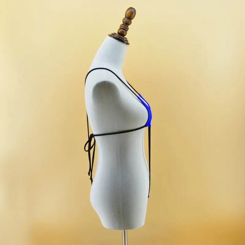 Пикантные черные сапоги синий Для женщин микромонокини рогатки Цельный