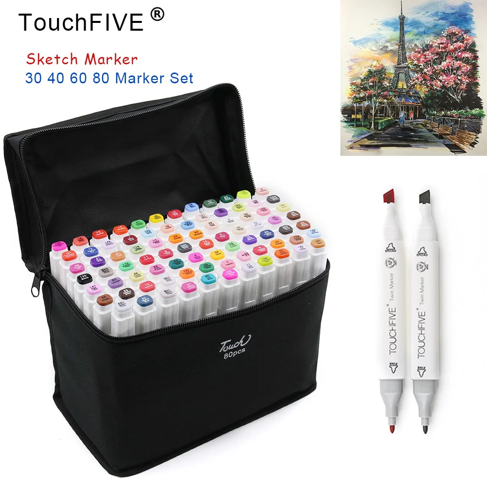 TouchFIVE 80 Цвет двойной возглавлял маркеры для эскизов ручки Manga набор маркеров