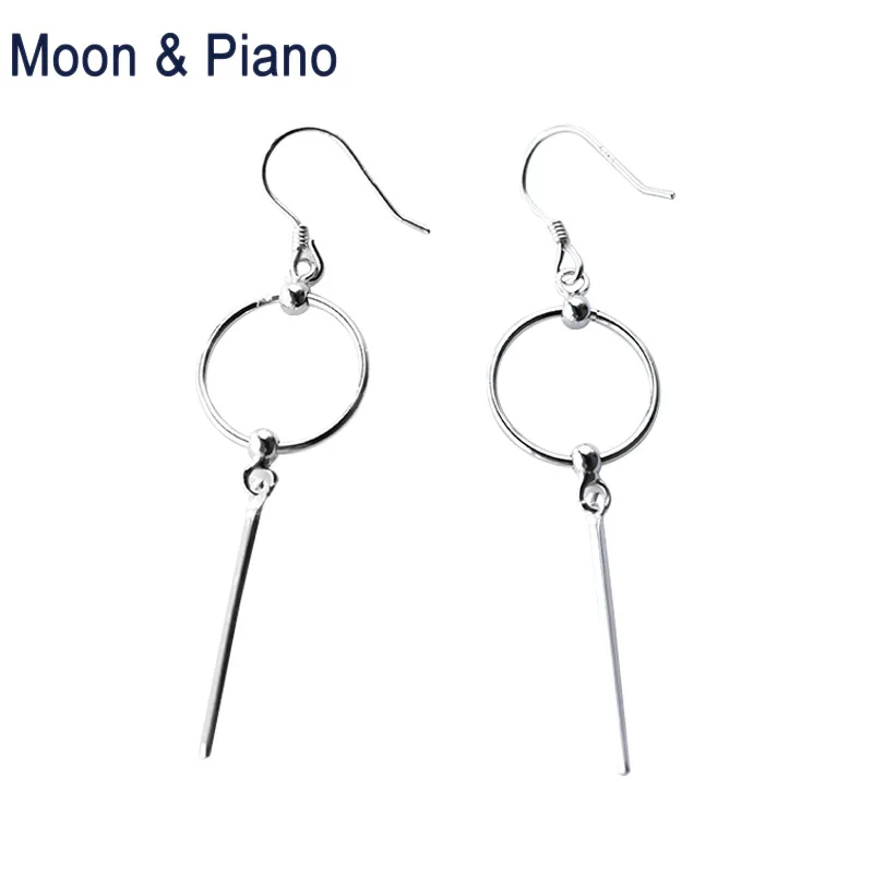 

Модные серебряные серьги 925 пробы, Женские Простые круглые серьги в стиле панк в японском и корейском стиле, геометрические длинные серьги, ...