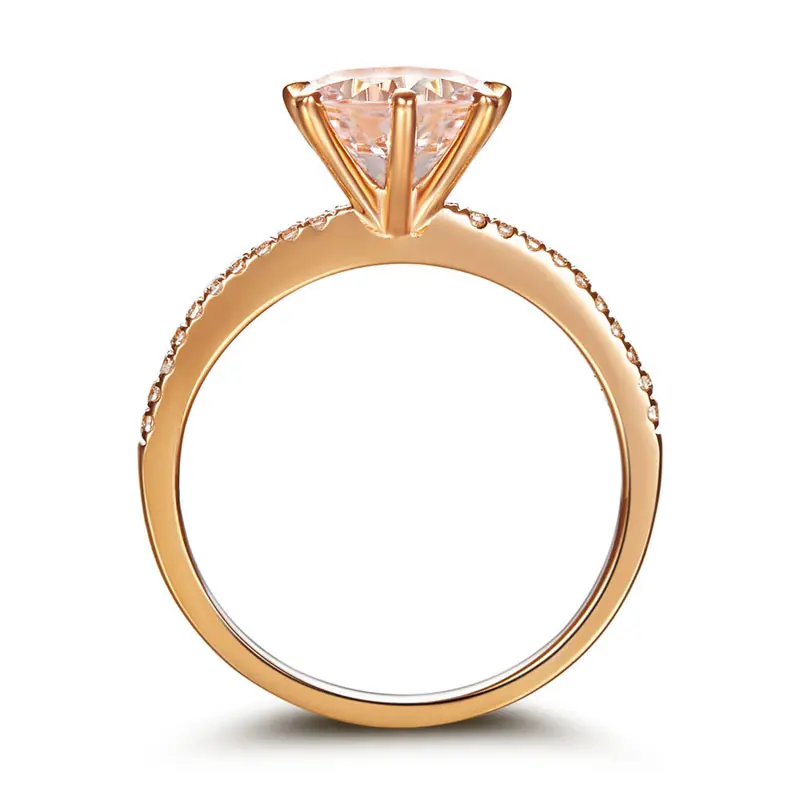 Павлин звезда классический 14K розовое золото обручальное кольцо персик 1 2 Ct