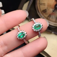 kjjeaxcmy fine jewelry 925 sterling silver inlaid natural gemstone emerald ladies ring support inspection