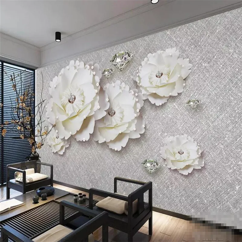 Atmospheric peony soft diamond jewel wall background professional production mural wholesale wallpaper poster photo | Обустройство