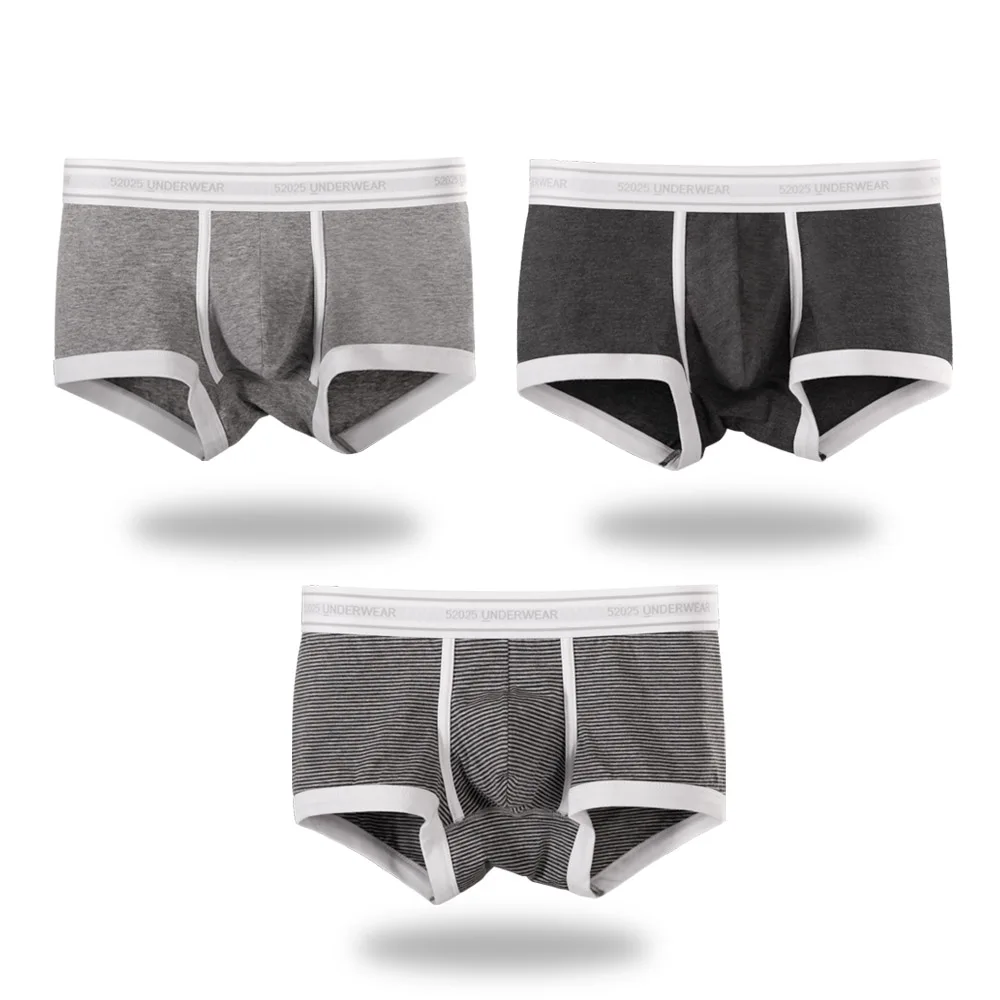 grey-darkgrey-stripe 52025 Мужские трусы боксеры набор 3-4 шт./упак. Комфортные дышащие мягкие Трусы мужские Хлопок Модал Удобное мягкое нижнее белье Трусы-боксеры Транки Мужские шорты Бельё из хлопка calzoncillos hombre sexi - Цвет: grey-darkgrey-stripe