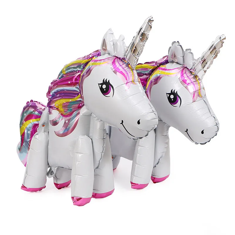 

2 p Children's Toys 3D Three Dimensional Rainbow Horse Cartoon Pony Unicorn Foil Balloon for Wedding Birthday Party Decorations