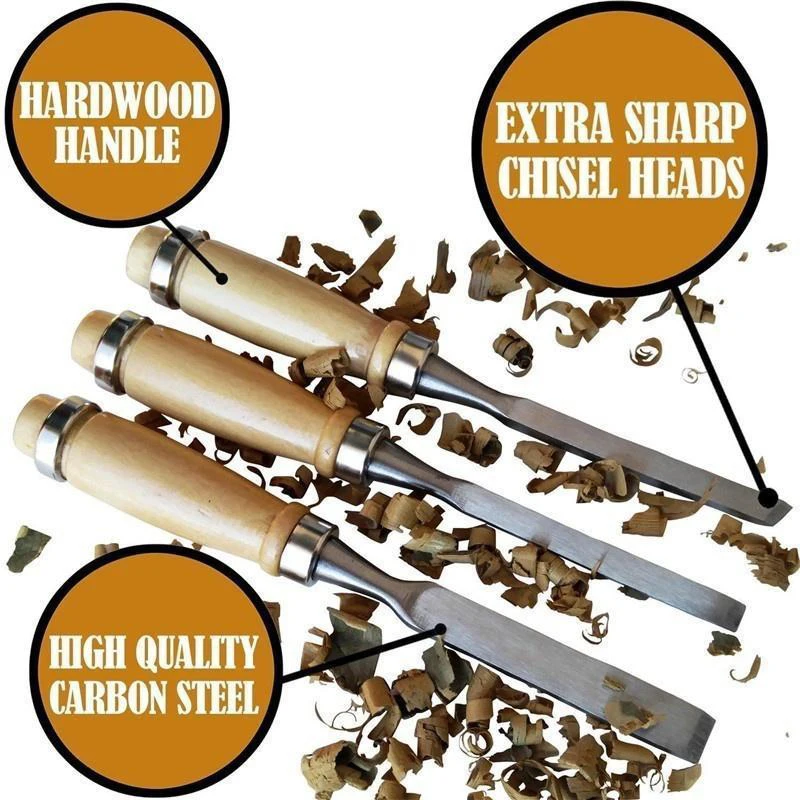 

12PCS Wood Carving Hand Chisel Tool Set Professional Woodworking Gouges Steel