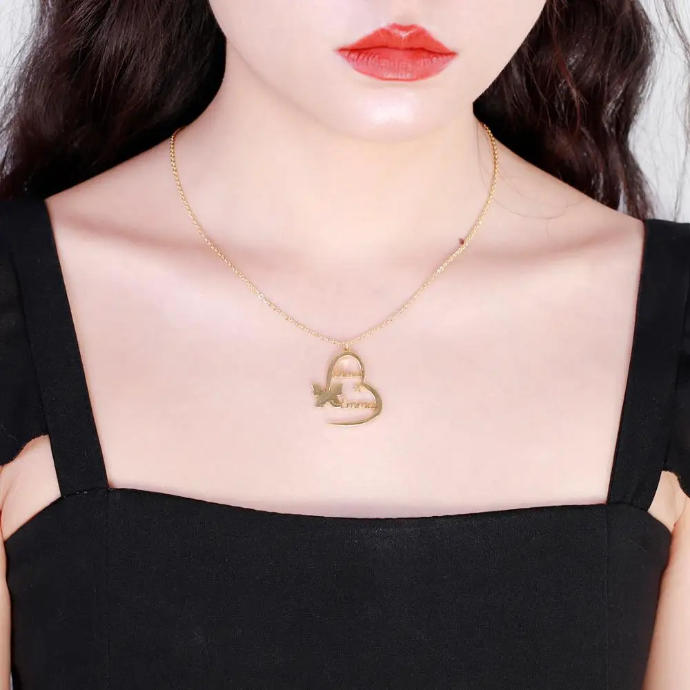 Кулоны ручной работы с бабочками и сердечками персонализированные ожерелья