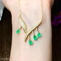 kjjeaxcmy boutique jewelry 925 pure silver inlaid natural emerald pendant necklace support detection