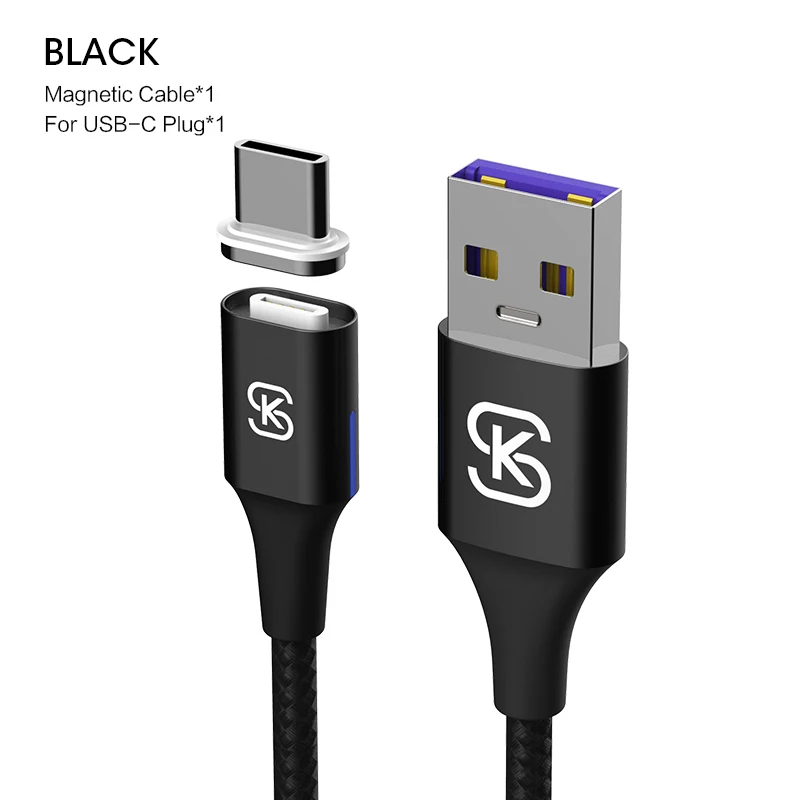 Black for usb-c SIKAI 5A Магнитный зарядный кабель Micro USB C кабель для huawei p20 lite huawei p30 lite Pro Honor 20 mate 10 lite зарядный кабель - Цвет: Black for usb-c
