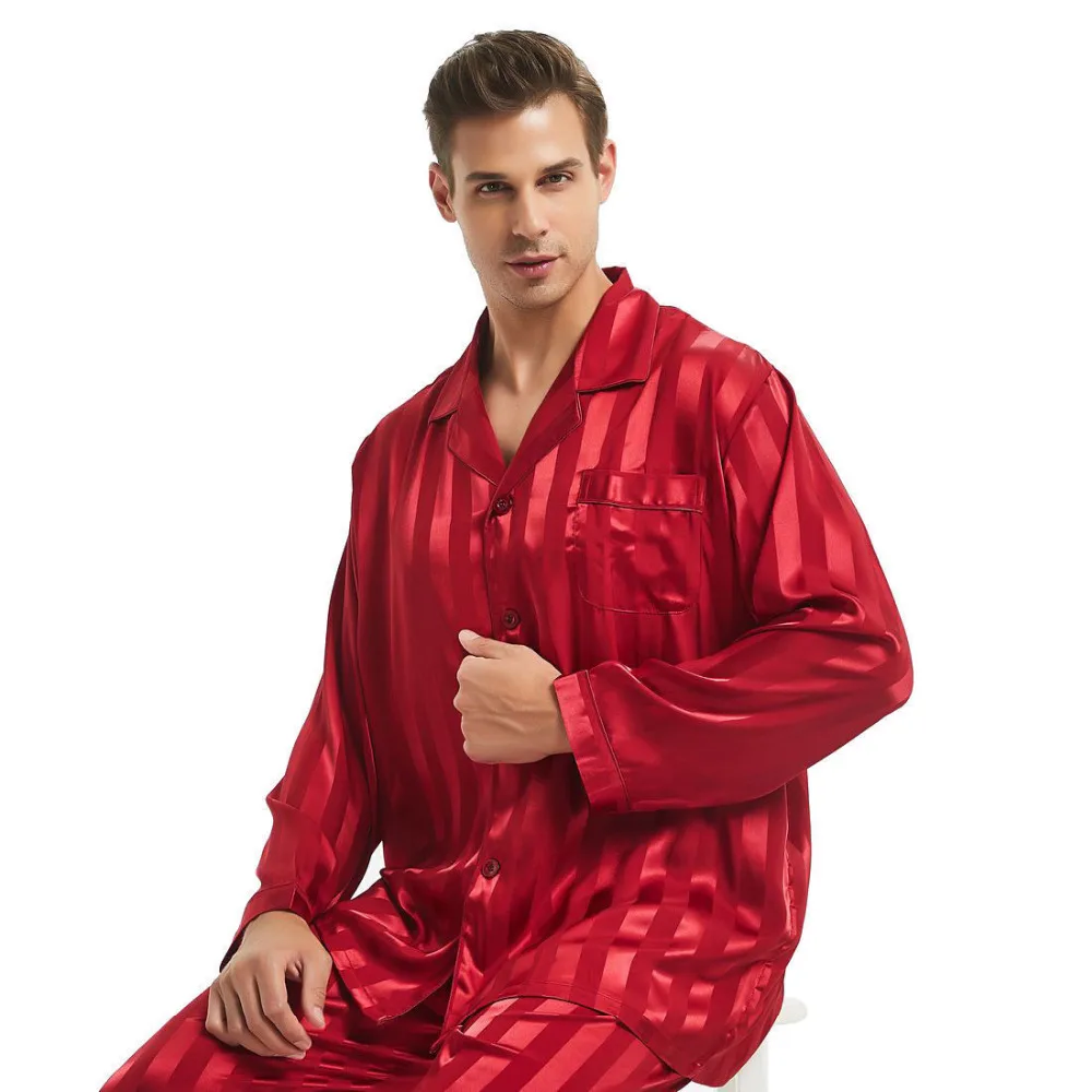 Мужская шелковая атласная пижама комплект для отдыха S M L XL 2XL 3XLL 4XL|mens silk satin