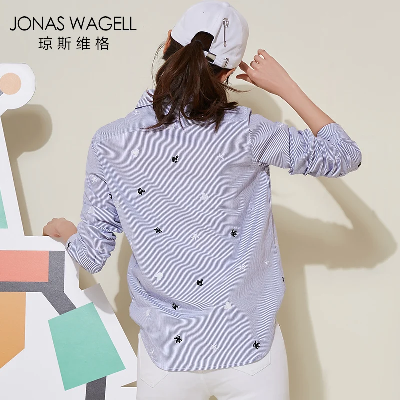 Jonas Wagell 2017 Embroidered cowboy shirt autumn woman's long sleeve |