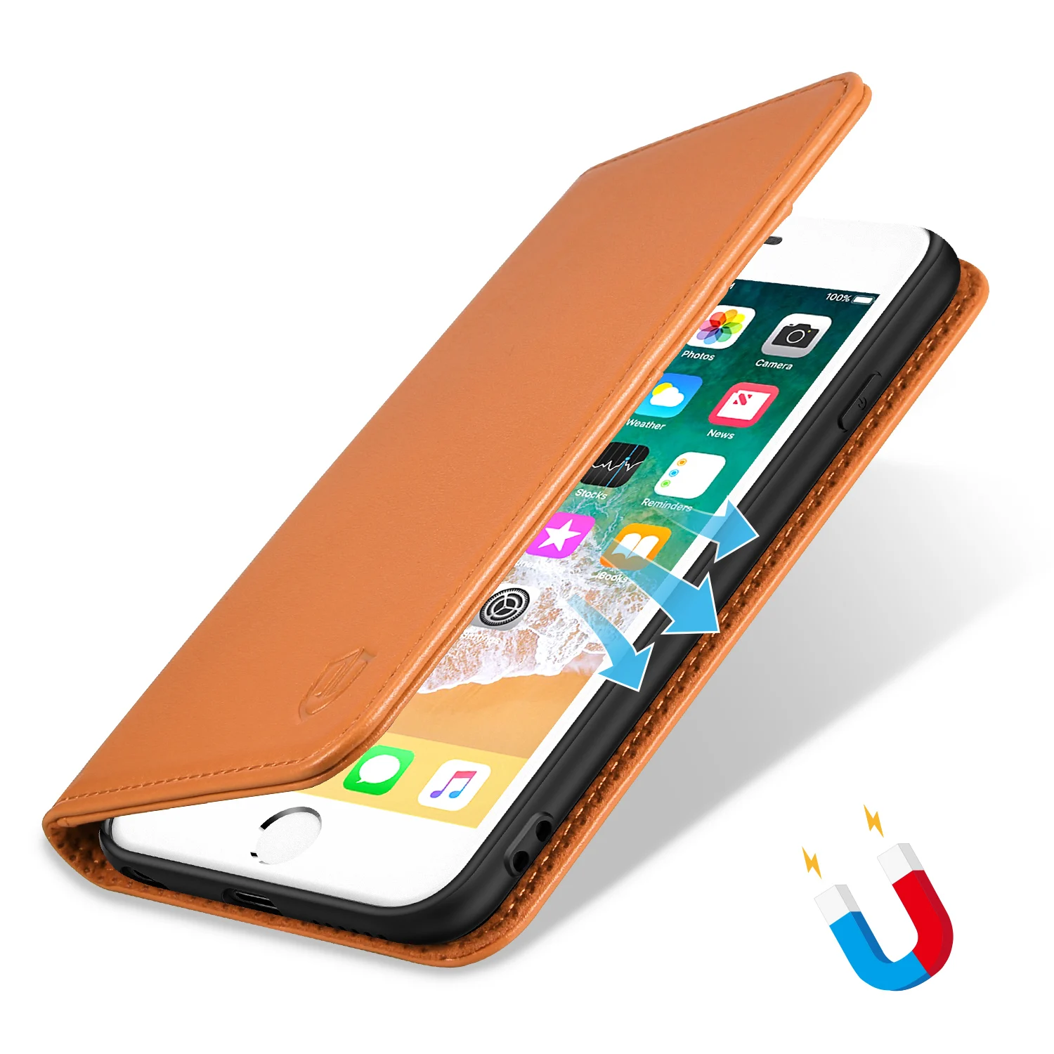 SHIELDON бумажник чехол для iPhone 6/6 S, 【натуральная кожа слоты для карт Kickstand ID визитница флип чехол для iPhone 6/6S