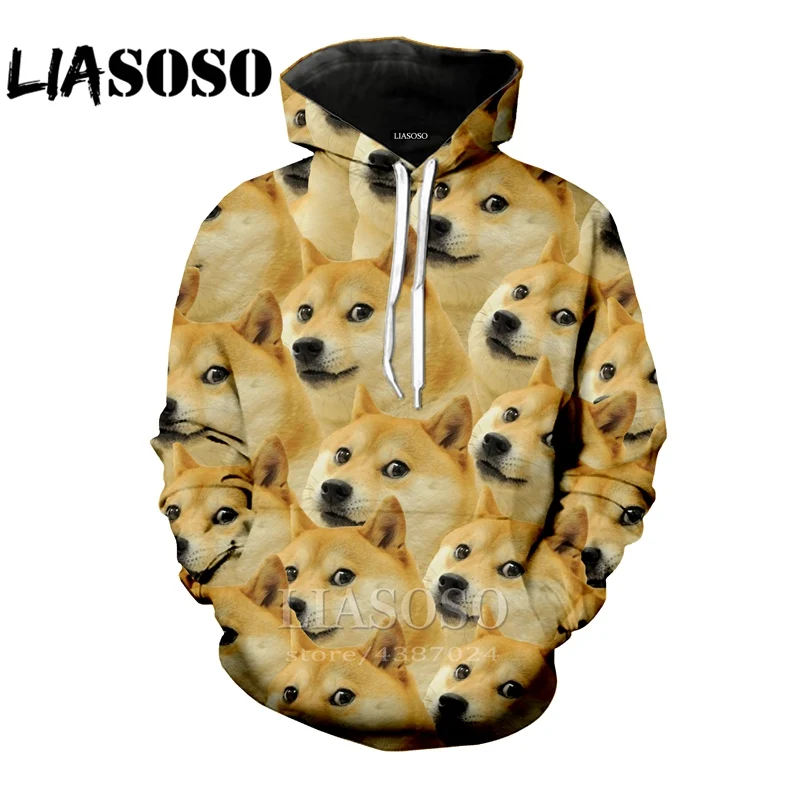 LIASOSO для мужчин и женщин 3d принт DJ Homme футболка cool doge хип-хоп топы животные Собаки