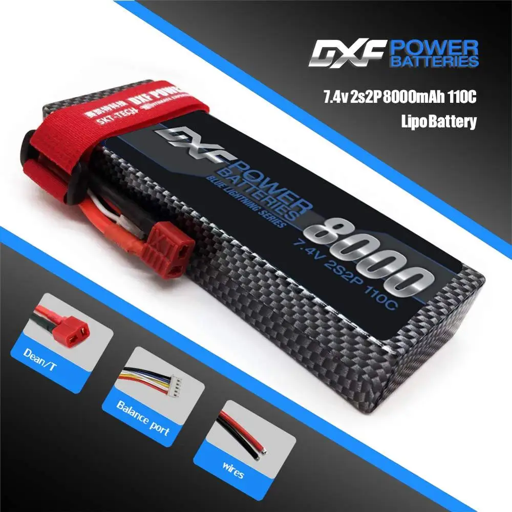 DXF 2S 7,4 V 8000mAh 110C Max220C Lipo аккумулятор RC части с Т-образным штекером удобный для TRX 1/10 автомобильный Дрон Вертолет Лодка FPV