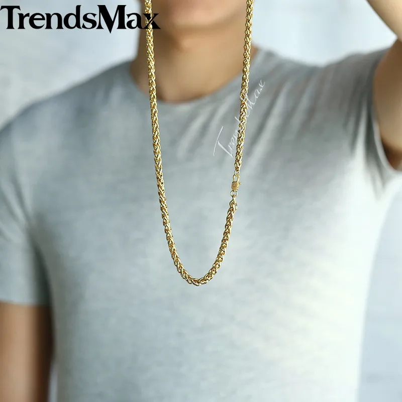 Мужская плетеная цепочка Trendsmax из нержавеющей стали золотистого цвета 3-9 5 мм KKNM161