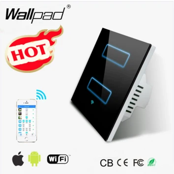 

Умный дом Wallpad Wifi переключатель стекло 110 ~ 250 В ЕС Великобритания стандарт 2,4 ГГц 2 банды 2 пути Wifi свет управления настенный выключатель через...