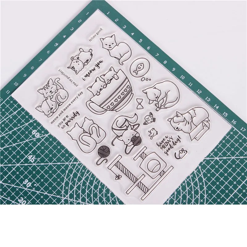 DLKSDI мультфильм животное кошка Примечания прозрачный штамп DIY силиконовые