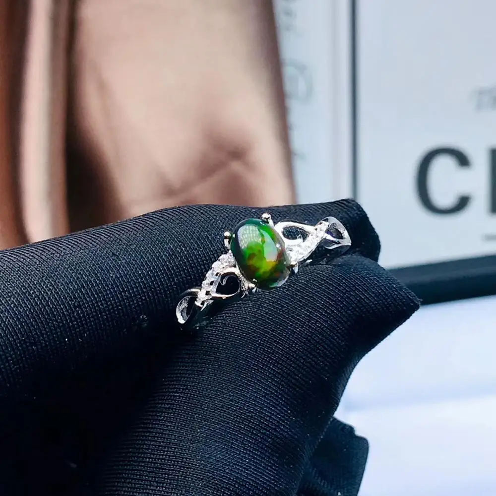 KJJEAXCMY boutique jewelry 925 sterling silver inlaid natural gemstone black Opal female ring necklace pendant earrings set supp | Украшения