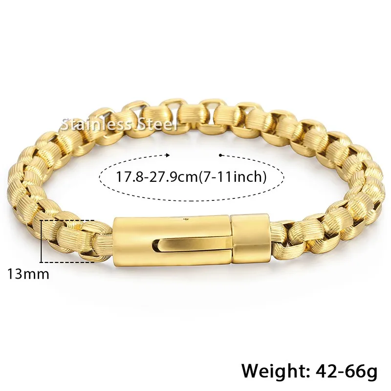 Gold KB576 Davieslee квадратная коробка звено мужской браслет настроить нержавеющая сталь цепь золото серебро черный тон 13 мм DKBM154 - Окраска металла: Gold KB576