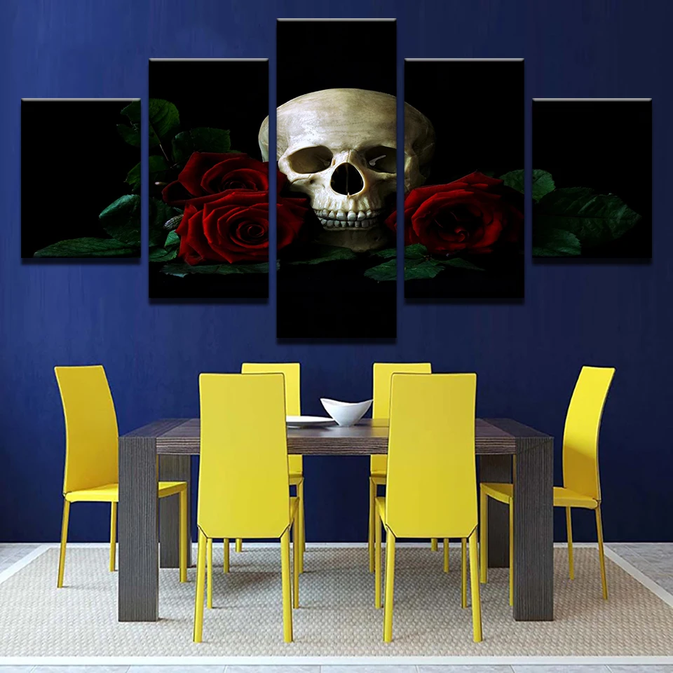 Wall Art картины на холсте с модульная плакат 5 Панель узором из красных роз постер